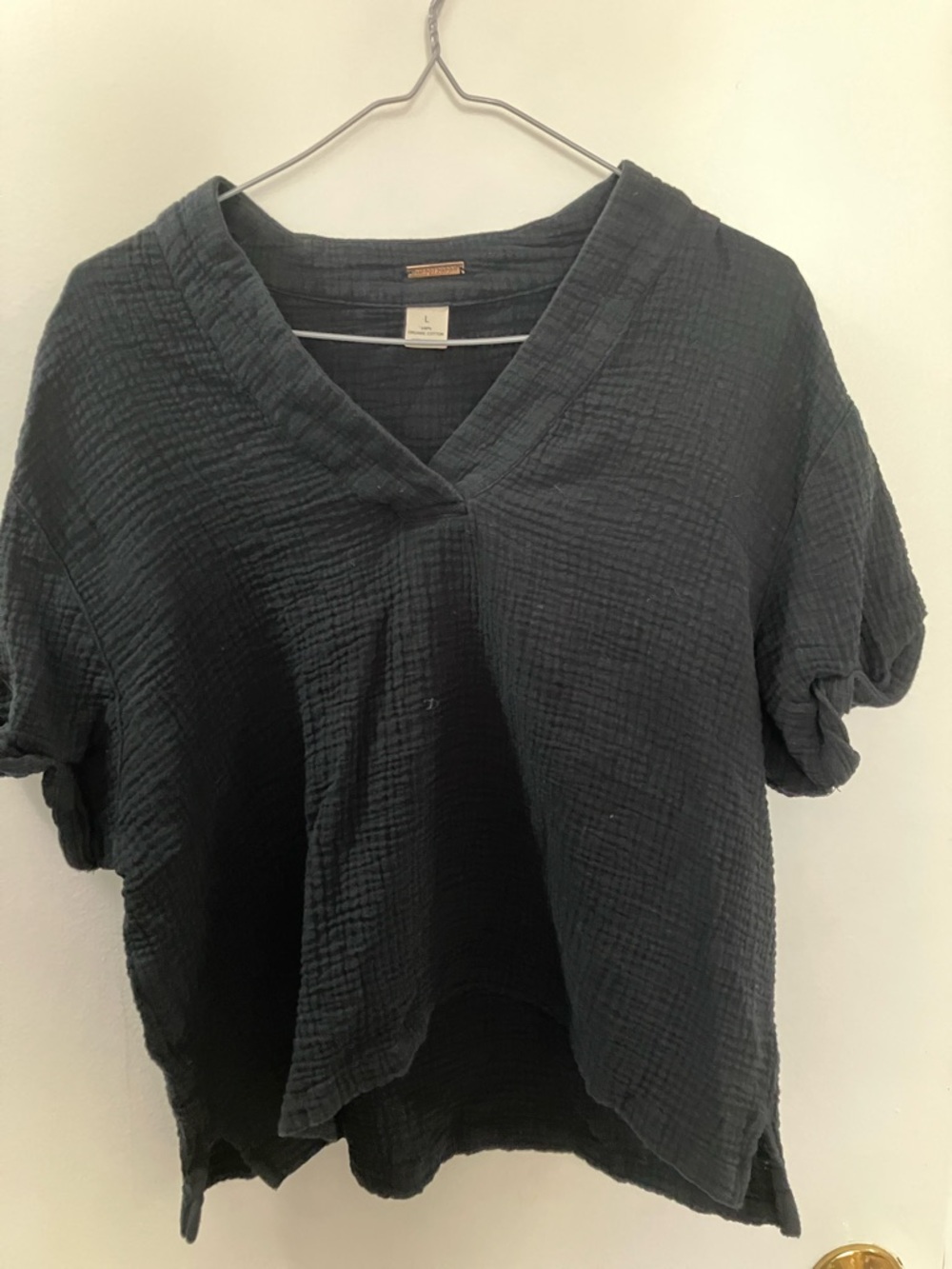 Magaschoni Black Relaxed V-Neck Gauze Tunic
